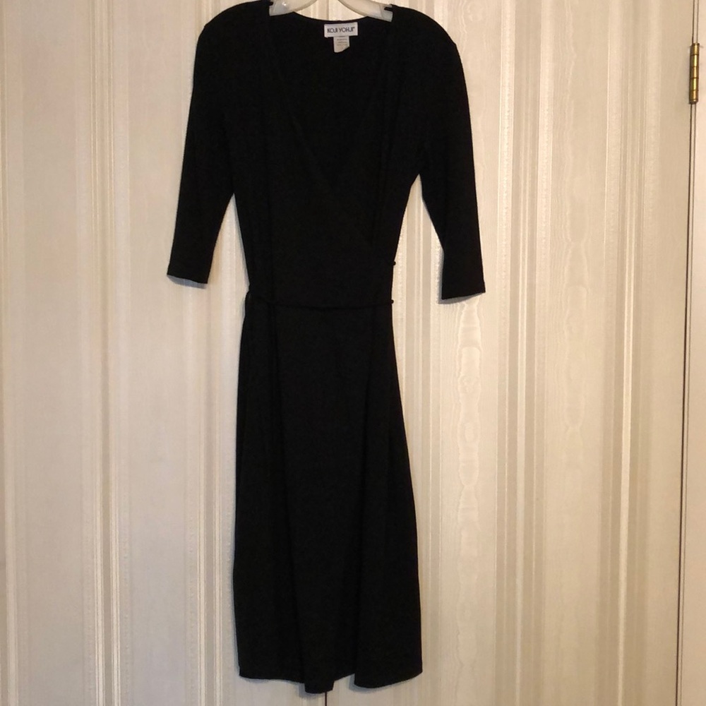 Black wrap around dress.